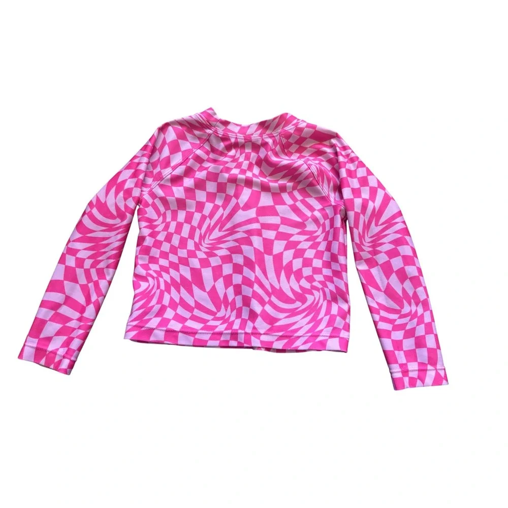 Wonder Nation Rash Guard‎ Toddler 2T Pink Excellent Warped Checkerboard Top
